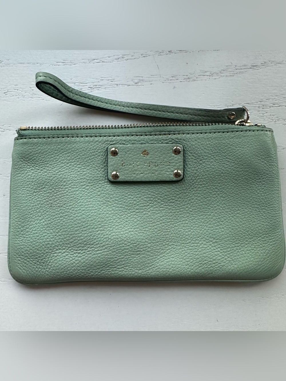 Kate Spade light green leather wristlet